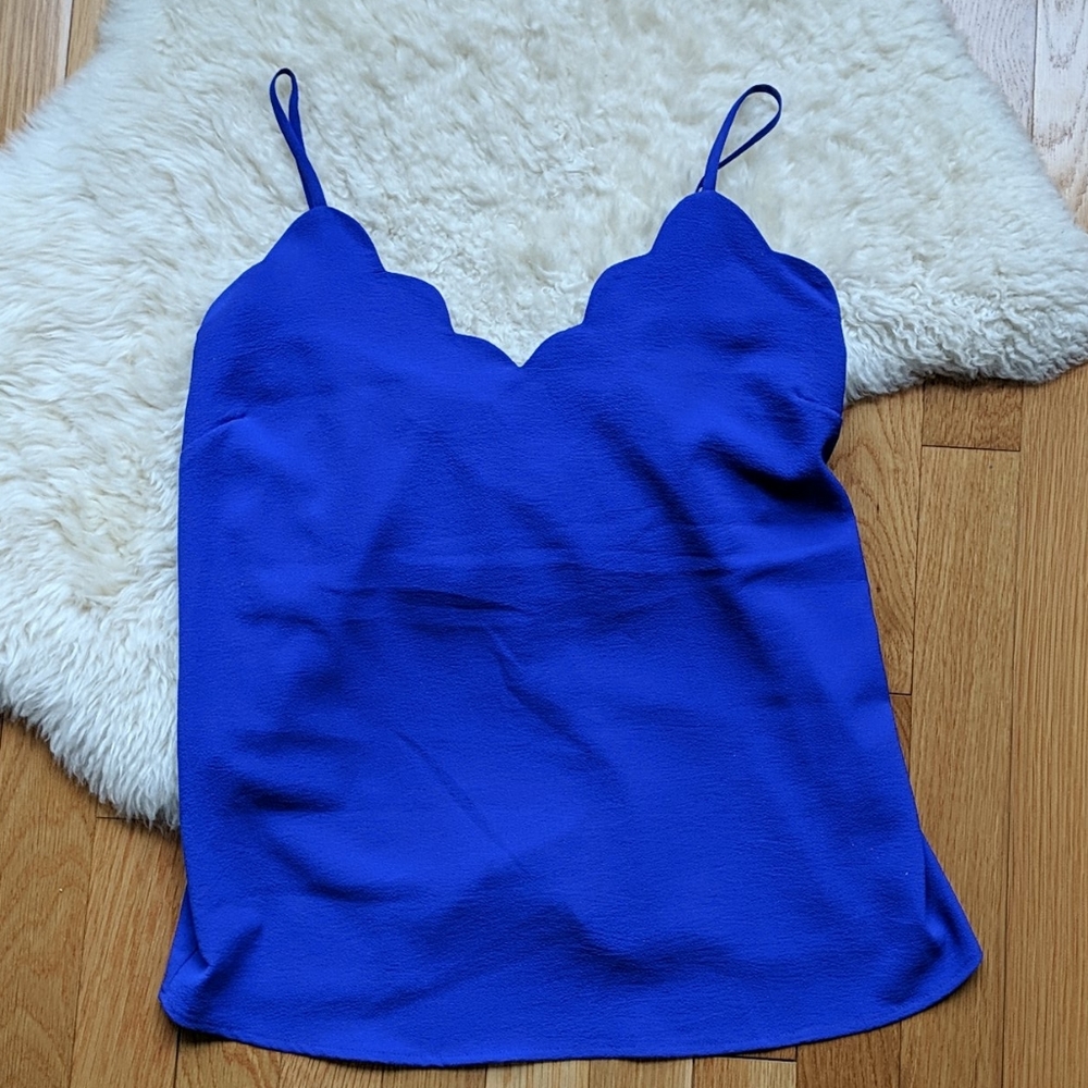 Bright blue scalloped neck camisole